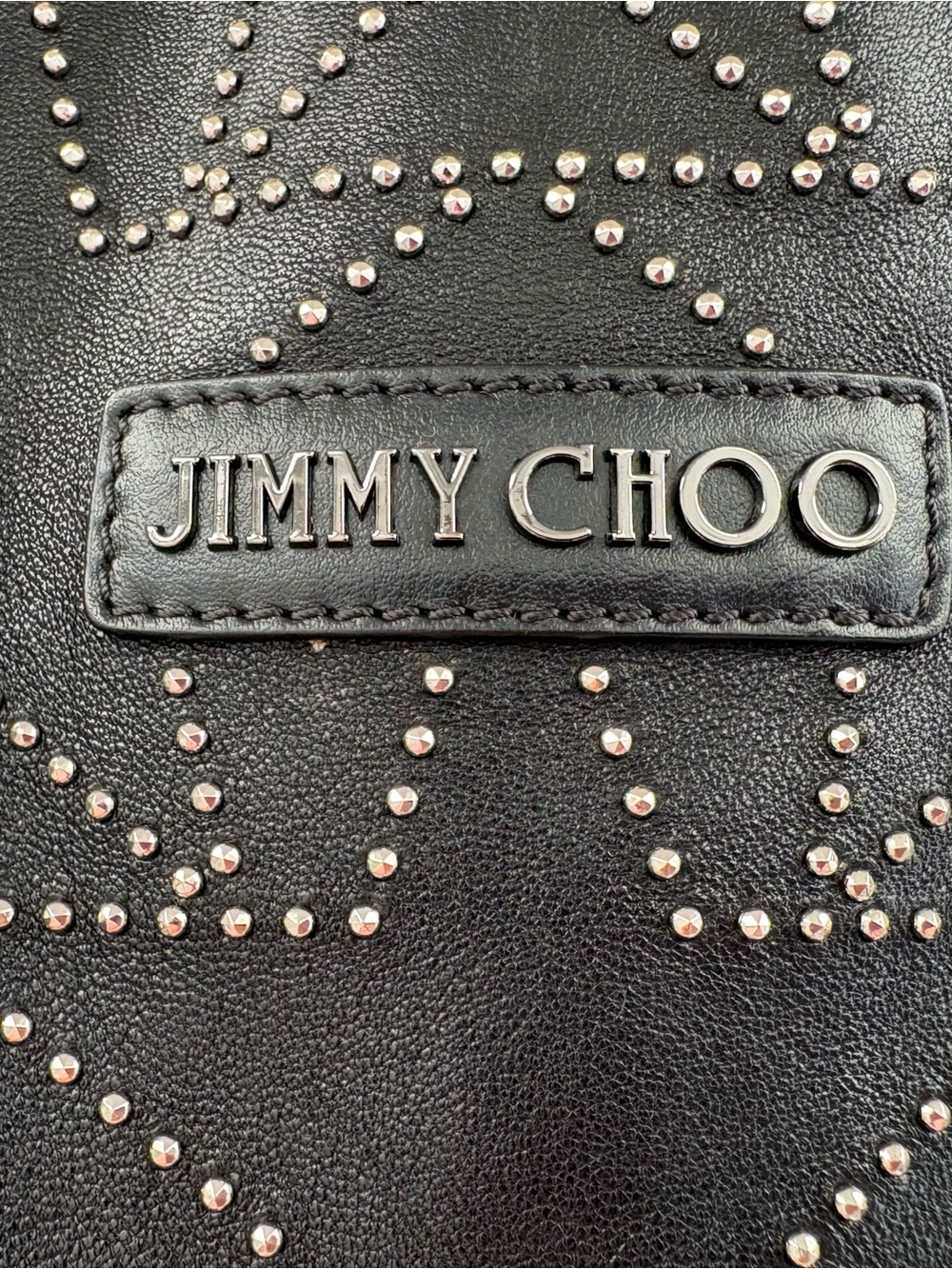Jimmy Choo Black Leather Star Studded North South Tote Bag - Picture 6 of 7
